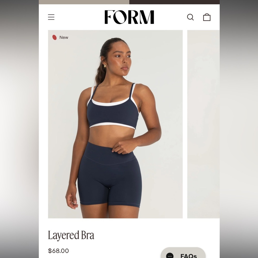 FORM Navy and White Sports Bra - layered bra